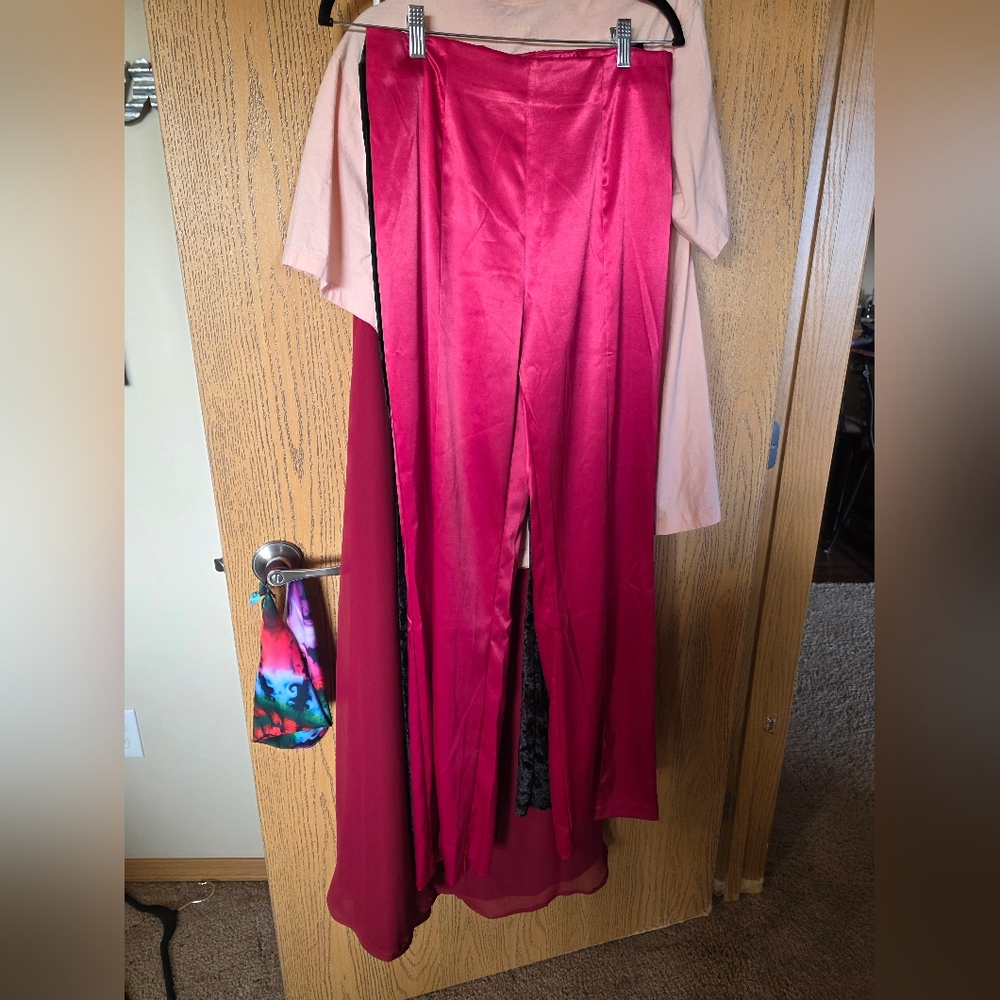Mustard Seed Fuchsia Satin-Look Flare Cut Boot Pants